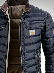 Men's short padded winter coat in navy