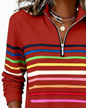 Women's striped quarter zip jumper