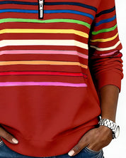 Women's striped quarter zip jumper