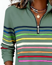 Women's striped quarter zip jumper