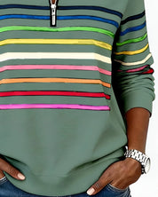 Women's striped quarter zip jumper