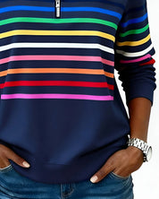 Women's striped quarter zip jumper