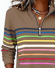 Women's striped quarter zip jumper