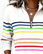 Women's striped quarter zip jumper