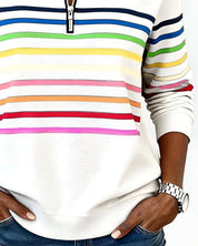 Women's striped quarter zip jumper