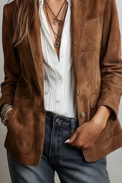 Women's suede-look blazer with fitted cut