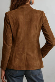 Women's suede-look blazer with fitted cut