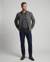 Men's suede-look bomber jacket with ribbed collar and side pockets