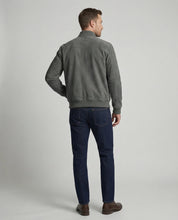 Men's suede-look bomber jacket with ribbed collar and side pockets