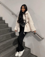 Women's cotton blend teddy coat