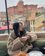 Women's cotton blend teddy coat