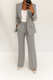 Two-piece trouser suit for women with blazer and wide leg trousers
