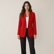 Model in rode nette blazer dames, vooraanzicht