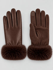 Winter gloves for women with faux fur cuffs and touchscreen tips