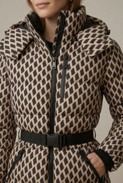 Women's belted puffer jacket with hood, photo 2