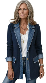 Women's cardigan with denim trim and buttons, photo 10