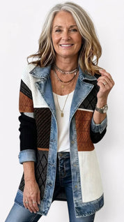 Women's cardigan with denim trim and buttons, photo 11