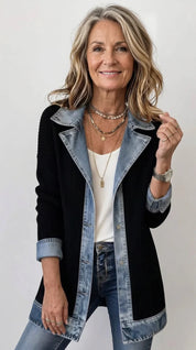 Women's cardigan with denim trim and buttons, photo 14