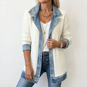 Women's cardigan with denim trim and buttons, photo 2