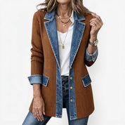 Women's cardigan with denim trim and buttons, photo 6