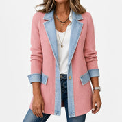 Women's cardigan with denim trim and buttons, photo 8