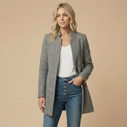 Women's collarless herringbone blazer with open front, photo 6