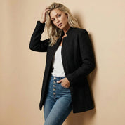 Women's collarless herringbone blazer with open front, photo 7