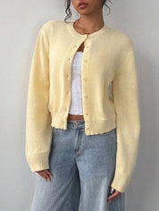 Women's cropped cardigan with round neck and buttons, photo 4