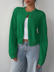 Women's cropped cardigan with round neck and buttons, photo 5