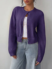 Women's cropped cardigan with round neck and buttons, photo 7