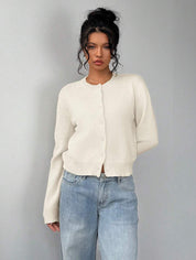 Women's cropped cardigan with round neck and buttons, photo 9