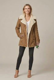 Women's denim jacket with sherpa collar, photo 4