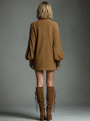 Women's faux suede mini dress with turtleneck, photo 12