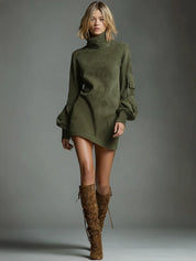 Women's faux suede mini dress with turtleneck, photo 15