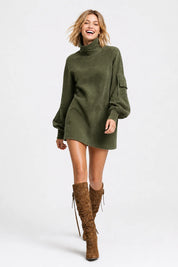 Women's faux suede mini dress with turtleneck, photo 5