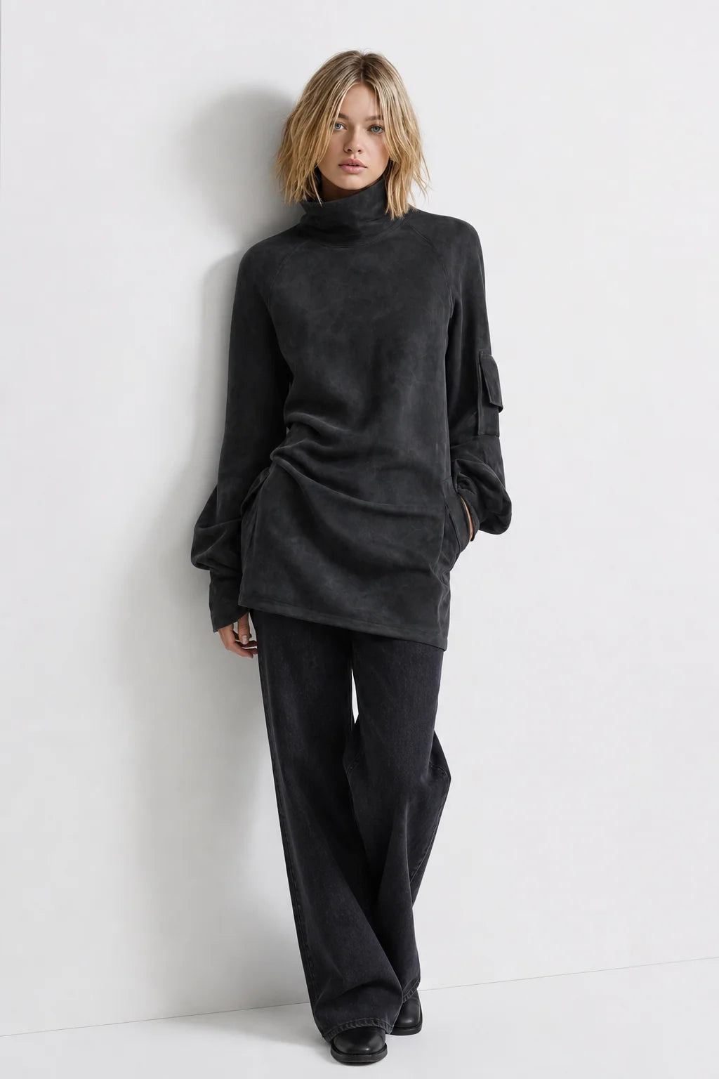 Women's faux suede mini dress with turtleneck, photo 6