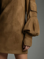 Women's faux suede mini dress with turtleneck, photo 9