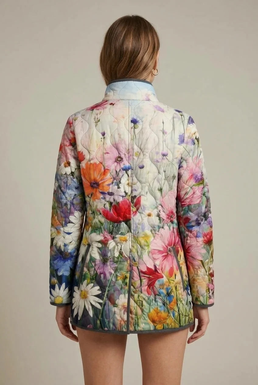 Women's floral print puffer jacket with zip front, photo 3