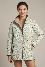 Women's floral puffer jacket with stand collar and pockets, photo 3
