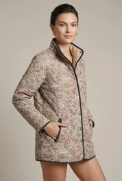 Women's floral puffer jacket with stand collar and pockets, photo 4