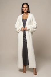 Women's long faux fur cardigan with open front, photo 1