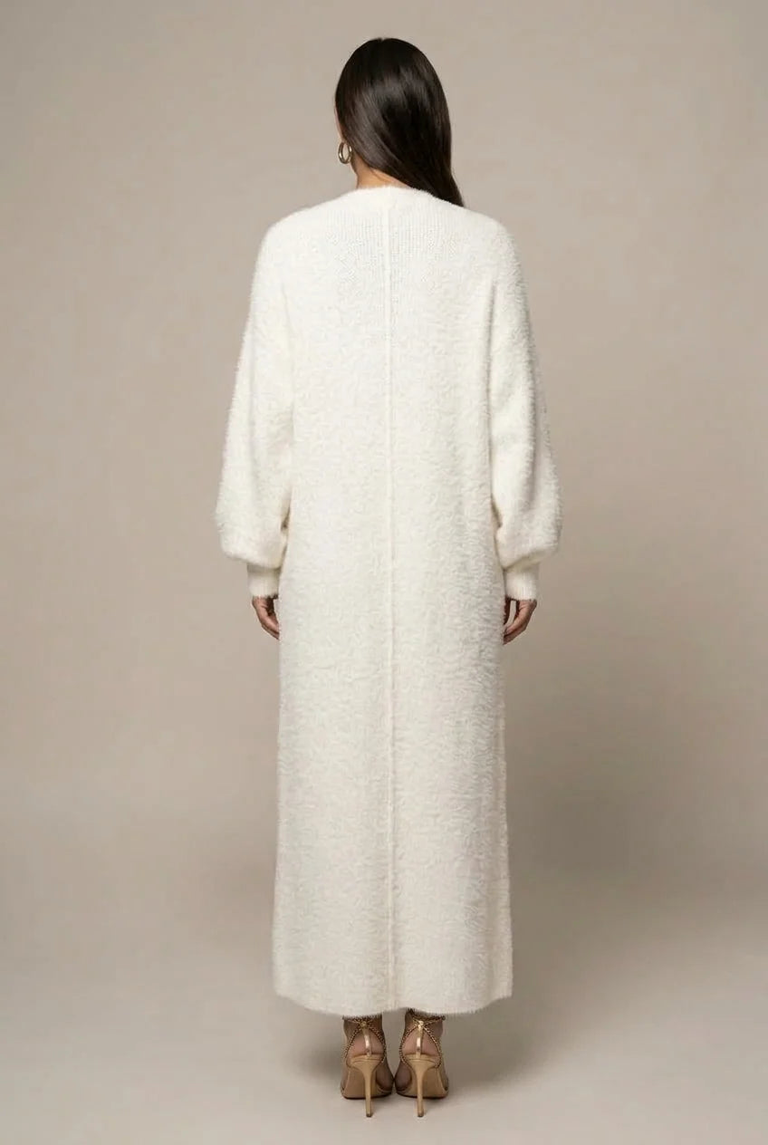 Women's long faux fur cardigan with open front, photo 3