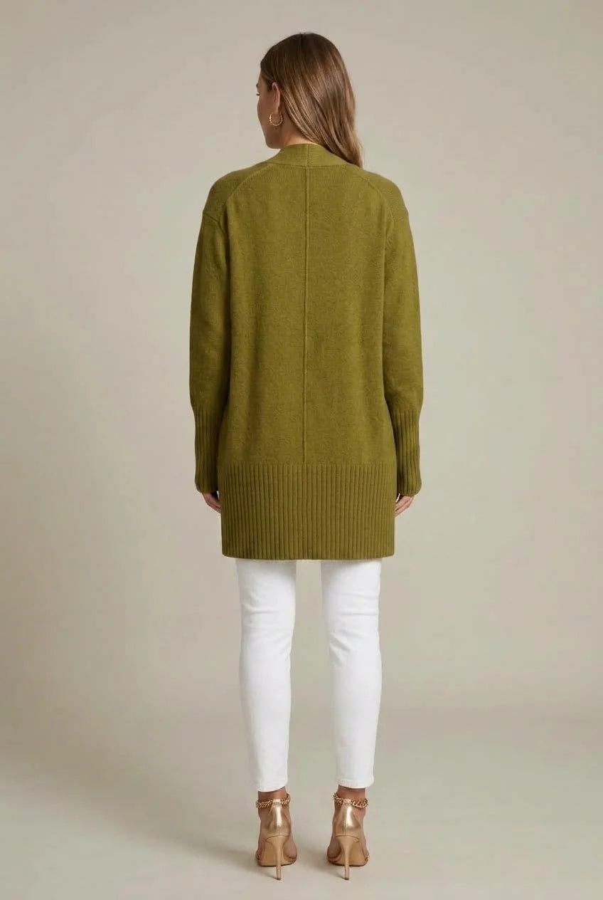 Women's long ribbed cardigan open front with pockets, photo 3