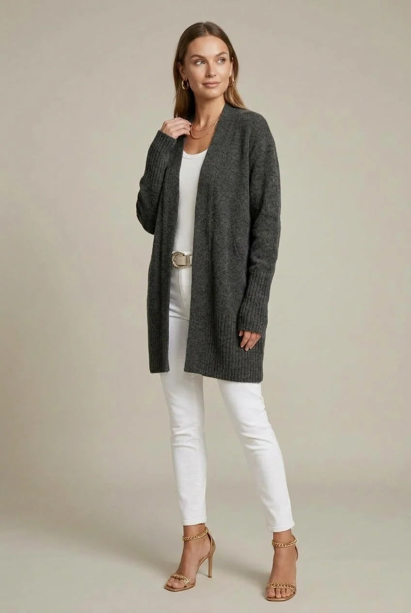Women's long ribbed cardigan open front with pockets, photo 5