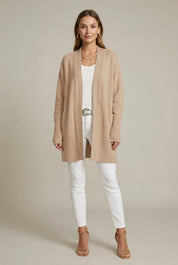 Women's long ribbed cardigan open front with pockets, photo 6