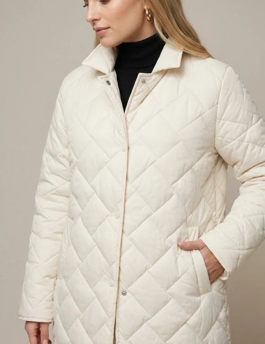 Women's longline quilted puffer jacket with leopard lining, photo 2