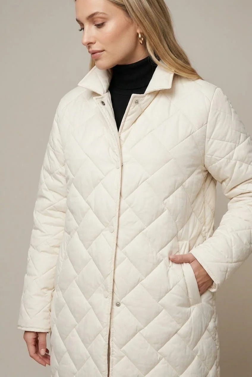 Women's longline quilted puffer jacket with leopard lining, photo 2