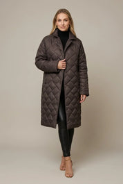 Women's longline quilted puffer jacket with leopard lining, photo 5