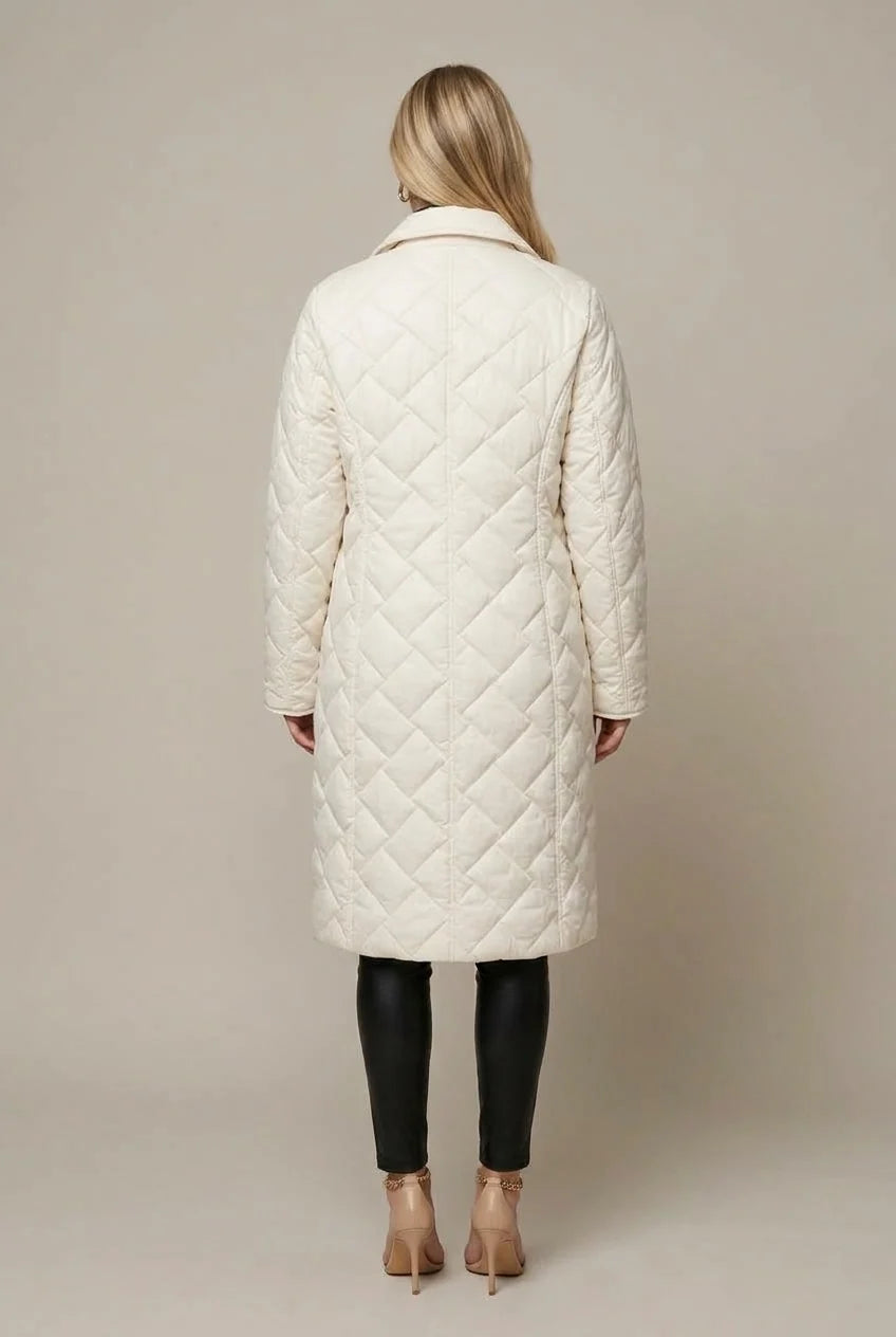 Women's longline quilted puffer jacket with leopard lining, photo 6