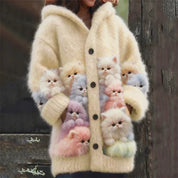 Women's mohair cardigan with hood and cat appliqué, photo 3